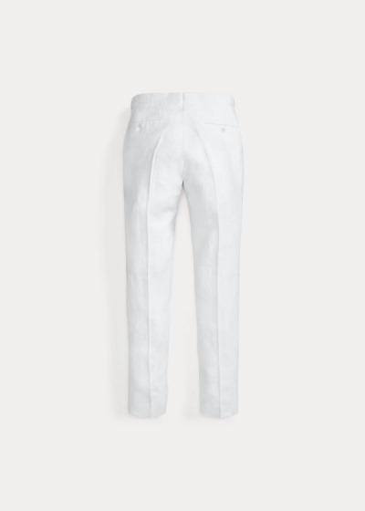 Pantalones De Traje Polo Ralph Lauren Hombre Blancos - Pleated Linen - GPHBX9802